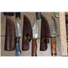Image 4 : (15) *New* Damascus Steel Knives with Leather Sheaths (ONE$)