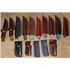 Image 7 : (15) *New* Damascus Steel Knives with Leather Sheaths (ONE$)