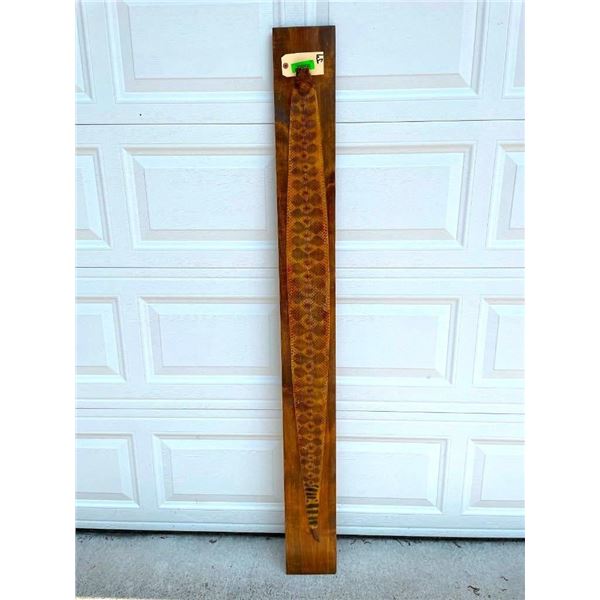 Complete RATTLESNAKE Skin with its Rattle Displayed on a Wooden Board