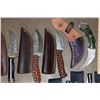 Image 3 : (15) *New* Damascus Knives with Leather Sheaths (ONE$)