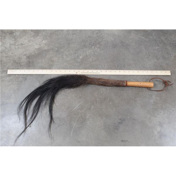African ROAN ANTELOPE Tail Fly Whisk or Swatter with a Wooden Handle