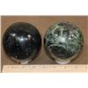 Image 1 : (1) BLACK TOURMALINE Sphere and (1) GREEN APATITE Sphere (ONE$)