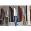 Image 2 : (15) *New* Damascus Knives with Leather Sheaths (ONE$)