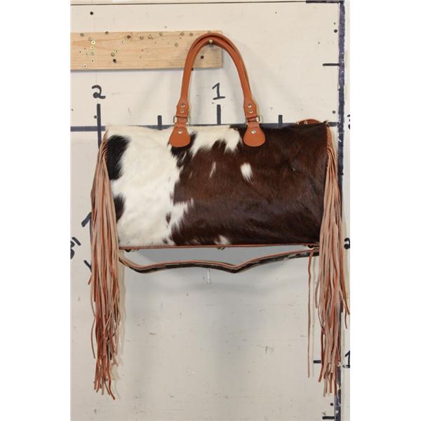 *Brand New* Leather and Cow Hide Duffle Bag with Fringe