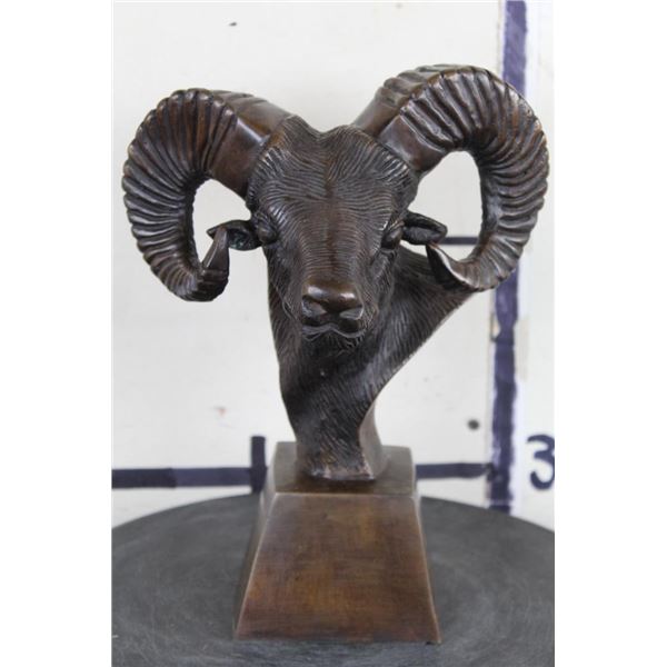 BRONZE RAM Head Sculpture, Weight 5 lbs