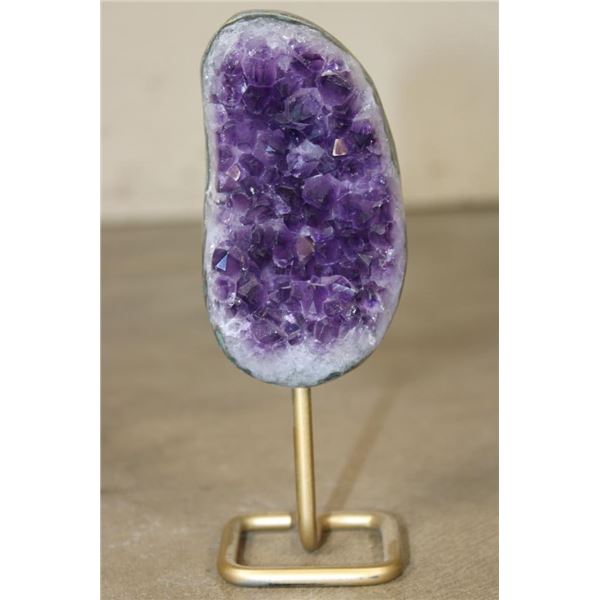 Deep Purple AMETHYST Crystal Cluster on a Metal Stand