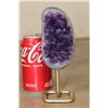 Image 2 : Deep Purple AMETHYST Crystal Cluster on a Metal Stand
