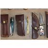 Image 10 : (30) Damascus Steel and Carbon Steel Knives with Leather Sheaths (ONE$)
