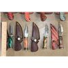 Image 11 : (30) Damascus Steel and Carbon Steel Knives with Leather Sheaths (ONE$)
