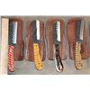 Image 6 : (30) Damascus Steel and Carbon Steel Knives with Leather Sheaths (ONE$)