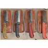 Image 7 : (30) Damascus Steel and Carbon Steel Knives with Leather Sheaths (ONE$)