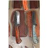 Image 8 : (30) Damascus Steel and Carbon Steel Knives with Leather Sheaths (ONE$)