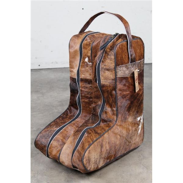 *BRAND NEW* Natural COWHIDE Boot Bag with Twin Zippers