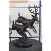 Image 1 : Jumping Deer and Doe BRONZE Sculpture on a MARBLE Base, Weight 8 lbs