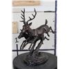 Image 5 : Jumping Deer and Doe BRONZE Sculpture on a MARBLE Base, Weight 8 lbs