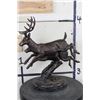 Image 6 : Jumping Deer and Doe BRONZE Sculpture on a MARBLE Base, Weight 8 lbs