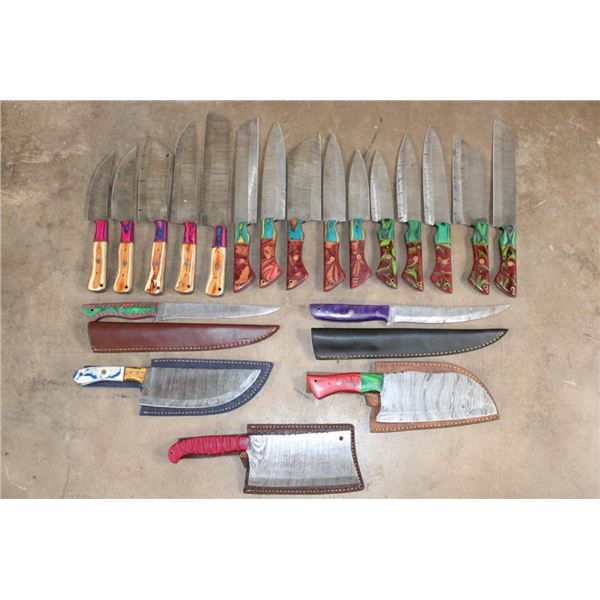 (20) Damascus Steel Chef or Butcher KNIVES (ONE$)