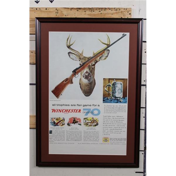 Reproduction Framed Winchester Color Print Advertisement from True Magazine 1965