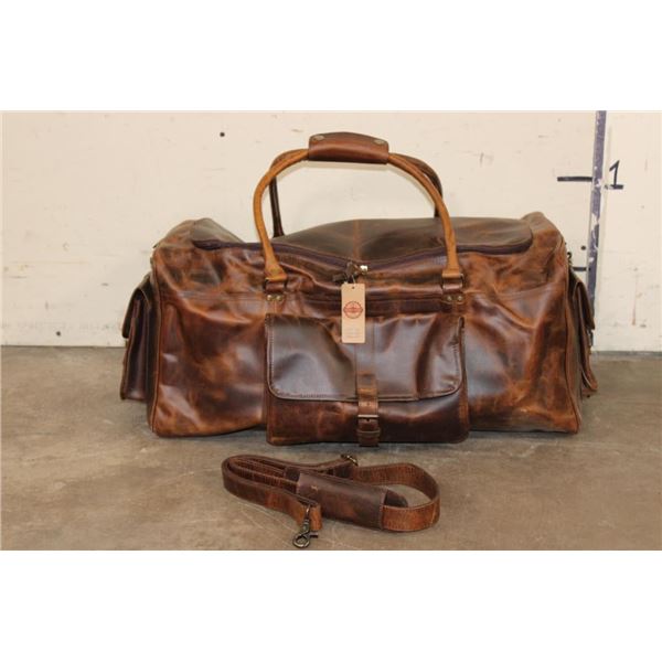 *Brand New* XL Leather DUFFLE or TRAVEL Bag with a Shoulder Strap