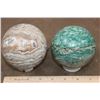 Image 1 : (1) CRAZY LACE AGATE Mineral Sphere and (1) GREEN FUCHITE Mineral Sphere (ONE$)
