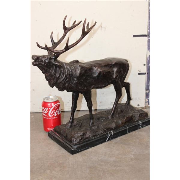 "ELK" Solid BRONZE Collectible Sculpture after artist P.J. Mene, on a MARBLE Base, Weight: 21 lbs