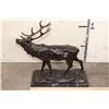 Image 2 : "ELK" Solid BRONZE Collectible Sculpture after artist P.J. Mene, on a MARBLE Base, Weight: 21 lbs