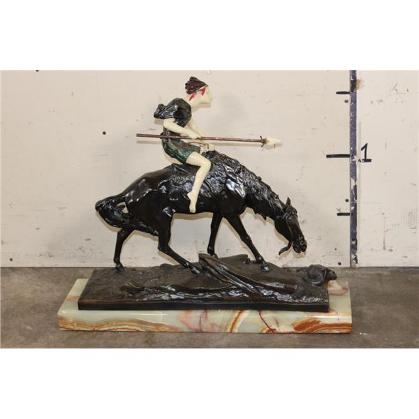"Le Cavalier Indien" BRONZE Sculpture after Edouard Drouot, Weight: 63 lbs