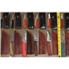 Image 4 : (100) *Brand New* Damascus Steel and Carbon Steel Knives with Leather Sheaths (ONE$)