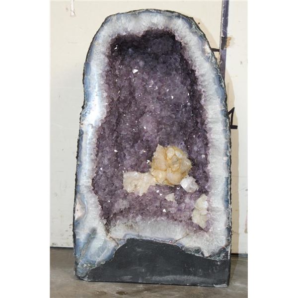 XXL 100 lb AMETHYST CRYSTAL GEODE CATHEDRAL with a Clear Quartz Cluster