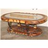 Image 1 : Hand-carved Wood Coffee Table with the "Big 5" and a Glass Top