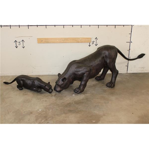 (1) XXL Mother LIONESS with her (1) LION CUB Sculptures (ONE$)