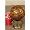 Image 2 : Big 9lb TIGER'S EYE Semi-precious Mineral Sphere with a Brass Dragon Display Stand