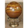 Image 3 : Big 9lb TIGER'S EYE Semi-precious Mineral Sphere with a Brass Dragon Display Stand