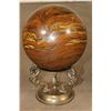 Image 5 : Big 9lb TIGER'S EYE Semi-precious Mineral Sphere with a Brass Dragon Display Stand