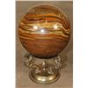 Image 7 : Big 9lb TIGER'S EYE Semi-precious Mineral Sphere with a Brass Dragon Display Stand