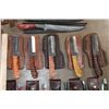 Image 10 : (50) *Brand New* Damascus Steel and Carbon Steel Knives with Leather Sheaths (ONE$)