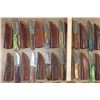 Image 2 : (50) *Brand New* Damascus Steel and Carbon Steel Knives with Leather Sheaths (ONE$)