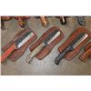 Image 7 : (50) *Brand New* Damascus Steel and Carbon Steel Knives with Leather Sheaths (ONE$)