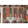 Image 8 : (50) *Brand New* Damascus Steel and Carbon Steel Knives with Leather Sheaths (ONE$)