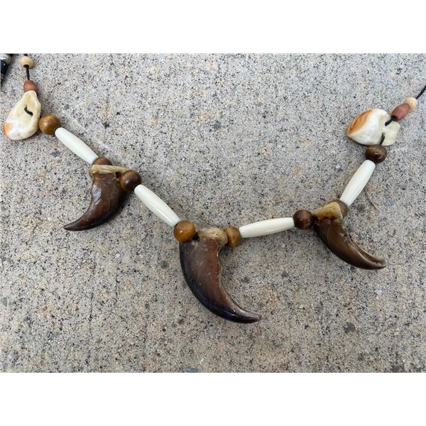 (2) Native American style BEAR Claw and ELK Ivory and Bone Necklaces (ONE$)