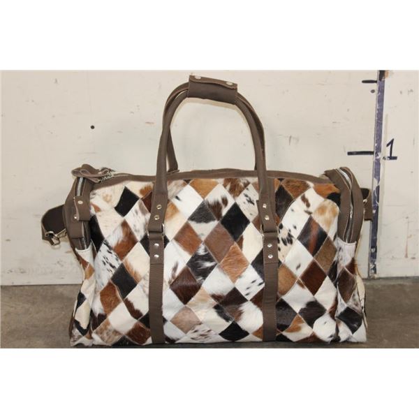 *Brand New* Patchwork Cow Hide and Leather Duffle Bag