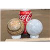 Image 2 : (1) Banded CHALCEDONY Mineral Sphere and (1) BLUE CELESTITE Mineral Sphere (ONE$)