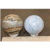 Image 3 : (1) Banded CHALCEDONY Mineral Sphere and (1) BLUE CELESTITE Mineral Sphere (ONE$)