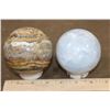 Image 4 : (1) Banded CHALCEDONY Mineral Sphere and (1) BLUE CELESTITE Mineral Sphere (ONE$)