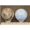 Image 6 : (1) Banded CHALCEDONY Mineral Sphere and (1) BLUE CELESTITE Mineral Sphere (ONE$)