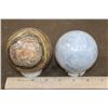 Image 7 : (1) Banded CHALCEDONY Mineral Sphere and (1) BLUE CELESTITE Mineral Sphere (ONE$)