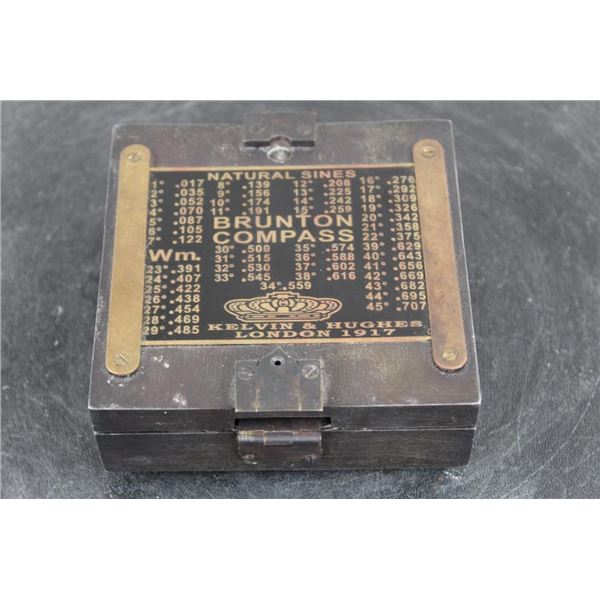 Original WW1 Era Kelvin and Hughes London 1917 BRASS Brunton COMPASS