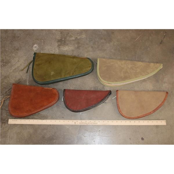 (5) LEATHER Handgun or Pistol Cases with Zippers (ONE$)