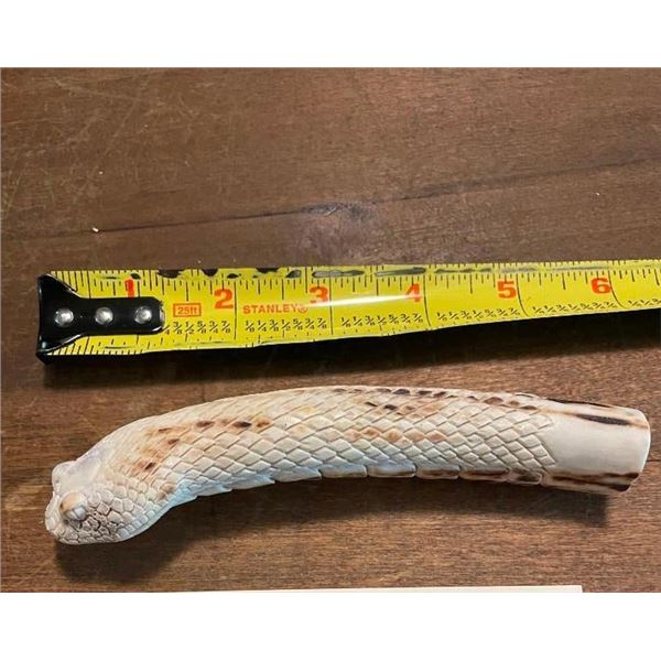 Hand-carved STAG Antler Handle depicting a Rattlesnake Head