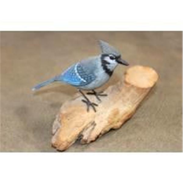 Hand-carved and Hand-painted BLUE JAY Statue Signed by artist "S.Chisolm" and Numbered 10/78